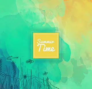 水彩绘夏日海底