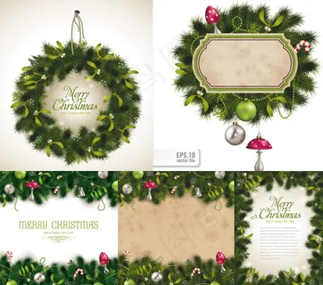 精美圣诞松枝背