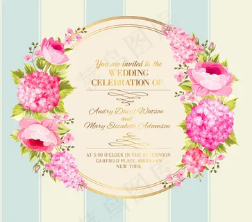 手绘复古请柬贺卡