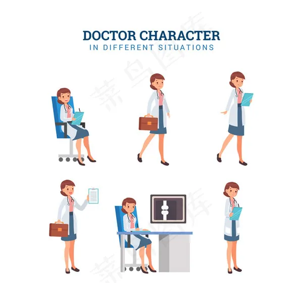 工作中的女医生ai矢量模版下载