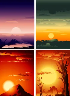 日出日落矢量 日出日落矢量