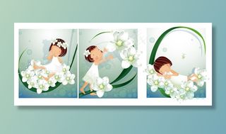 女孩-白色花朵主