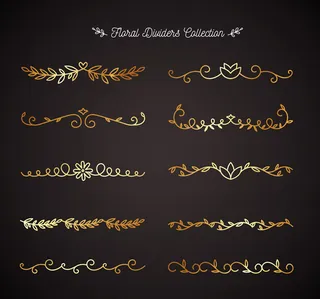 金色光泽花纹分割线