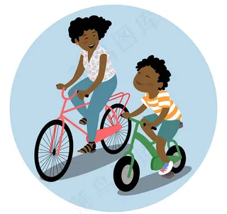 骑单车的母子