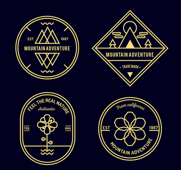 山地探险标签,免抠元素