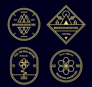 山地探险标签,免抠元素