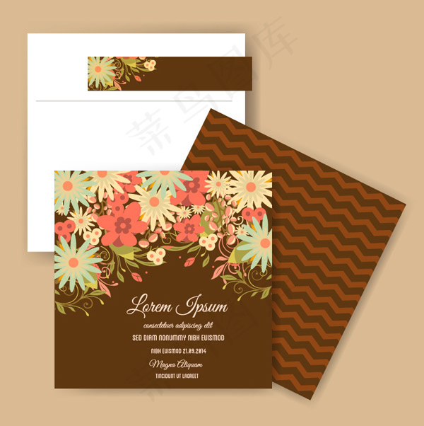 复古花卉邀请卡