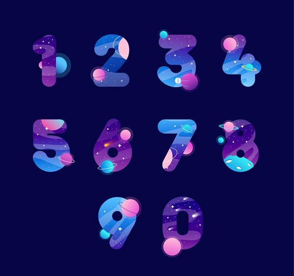 彩色宇宙元素数字ai矢量模版下载