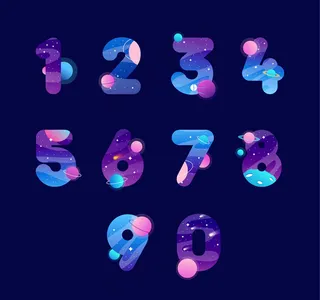 彩色宇宙元素数字