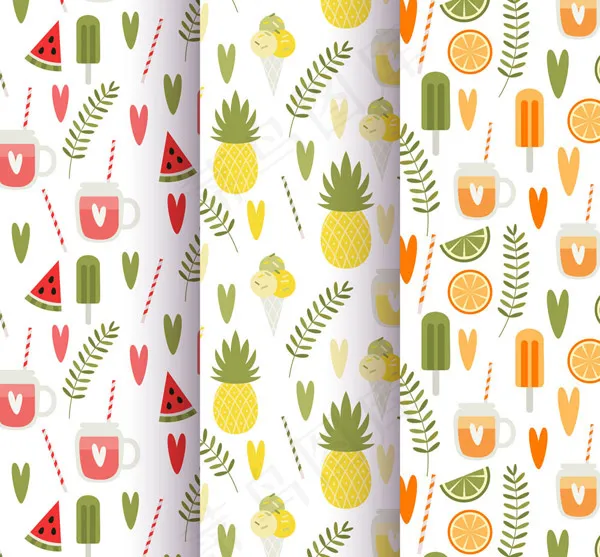 西瓜和饮料背景ai矢量模版下载