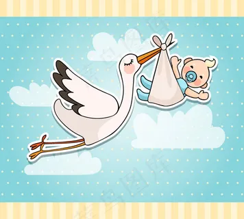 送子鹤与婴儿贴纸