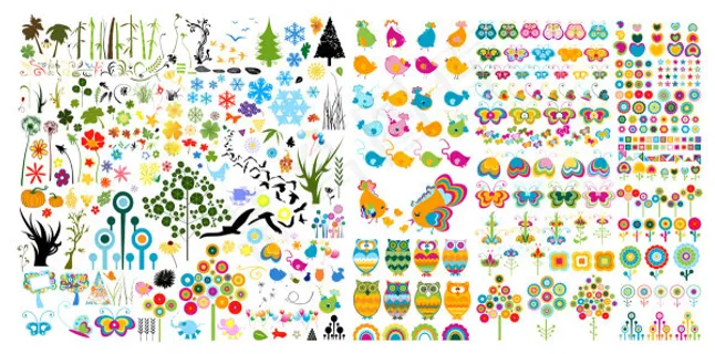 可爱动植物矢量,免抠元素 可爱动植物矢量,免抠元素