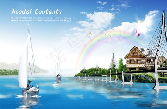 唯美海滨风景(3500X2300(DPI:300))psd模版下载