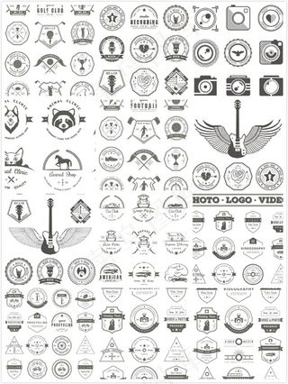 潮流黑白个性图标,免抠元素