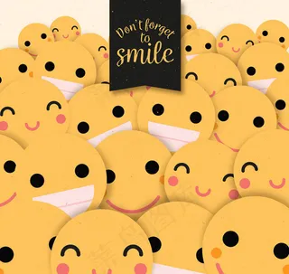 黄色笑脸背景矢量