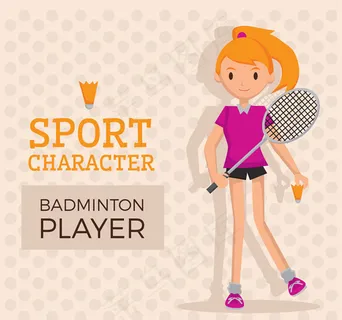 卡通羽毛球女孩