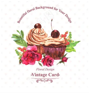 玫瑰和纸杯蛋糕