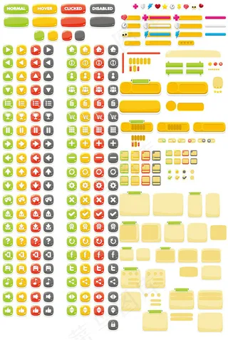 网页彩色按钮元素