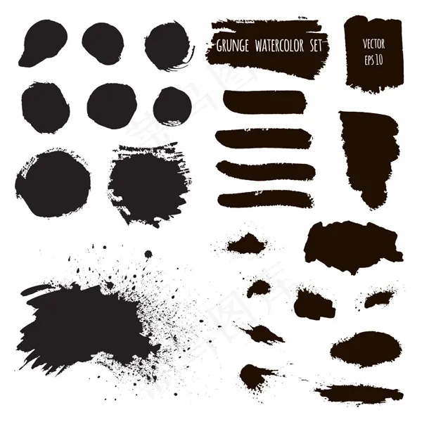 水墨喷溅笔触eps,ai矢量模版下载