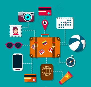 精致旅行物品图标