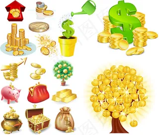 摇钱树金币图标,免抠元素