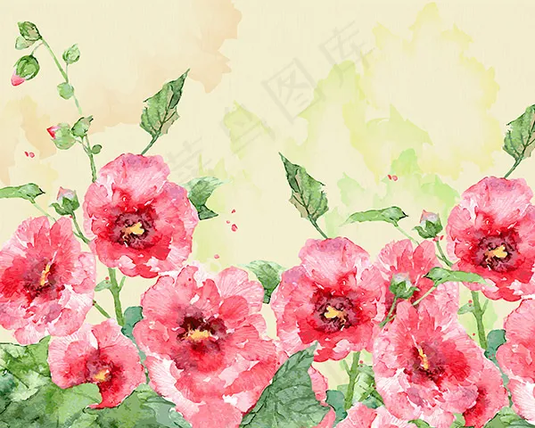 水彩春天花卉(5906X4724(DPI:150))psd模版下载