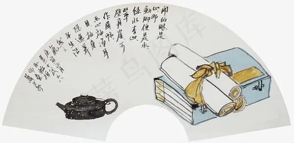 扇面茶国画