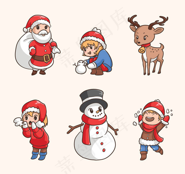 可爱圣诞角色