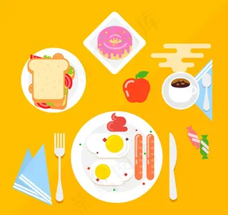 扁平化美味早餐