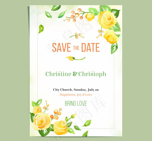 玫瑰花婚礼邀请卡