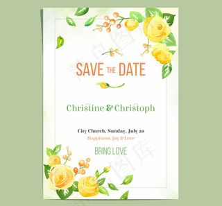 玫瑰花婚礼邀请卡