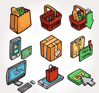 立体电子商务元素,背景元素