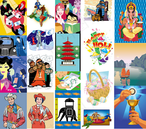 欧美风格插画(582X730)eps,ai矢量模版下载