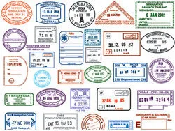 各国签证印章eps,ai矢量模版下载