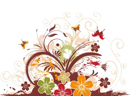 精美花纹与蝴蝶eps,ai矢量模版下载