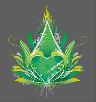绿色心形火焰