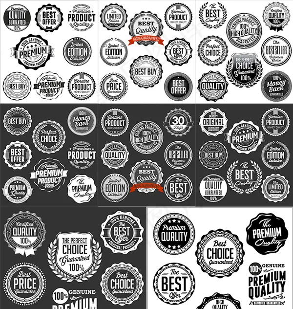 黑白圆形标签,免抠元素