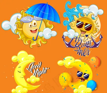 卡通月亮和太阳 卡通月亮和太阳