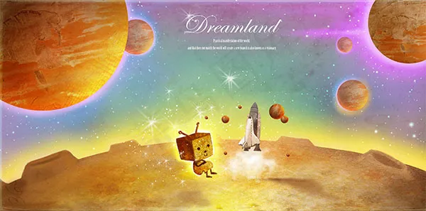 星球上的方盒小人psd模版下载