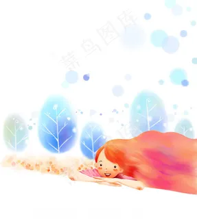 趴着的可爱女孩