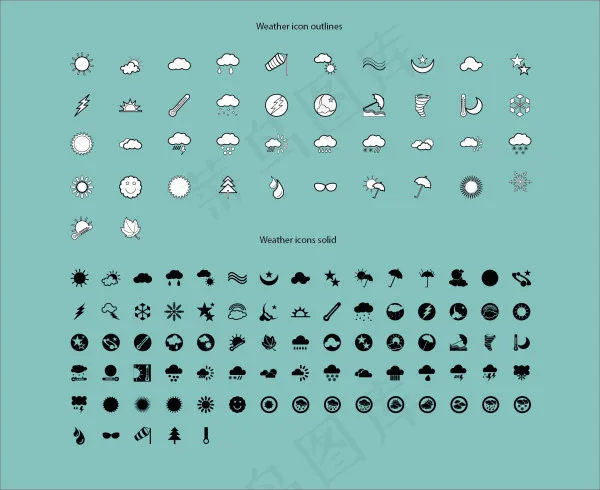 简约的天气图标,免抠元素eps,ai矢量模版下载