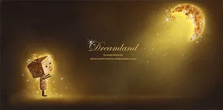 月亮与方盒人插画