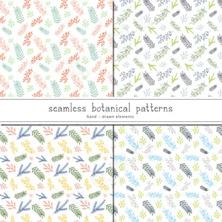 彩绘植物无缝背景