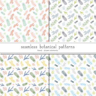 彩绘植物无缝背景