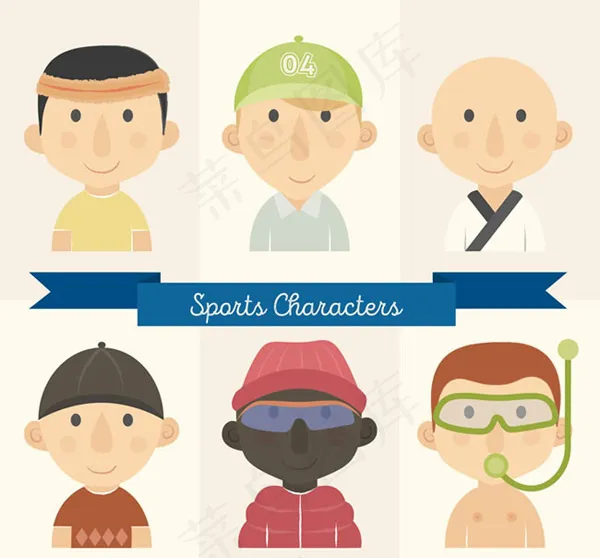 运动男孩头像ai矢量模版下载