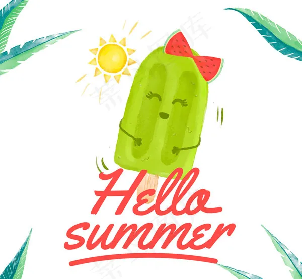 夏季绿色雪糕ai矢量模版下载