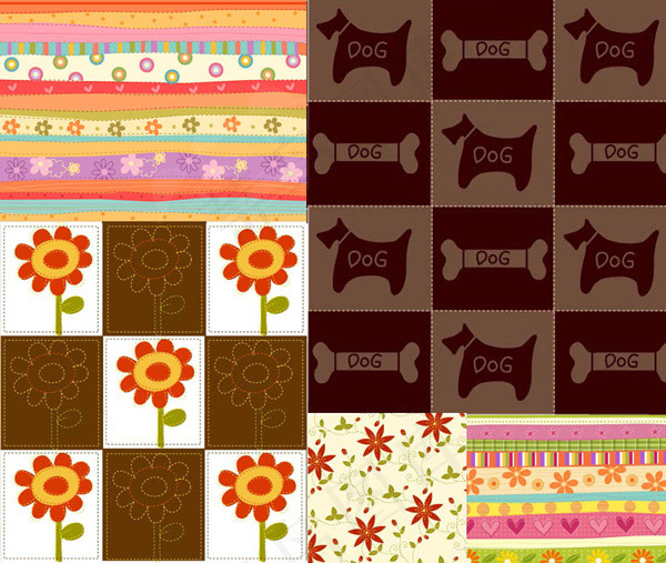 虚线花朵与底纹