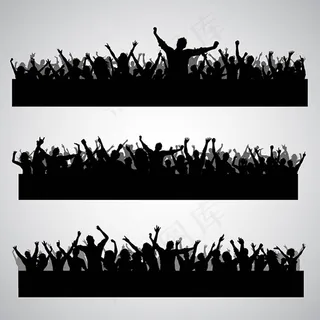 欢呼人群剪影