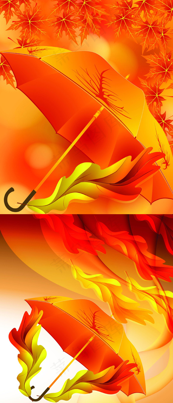 秋叶装饰雨伞
