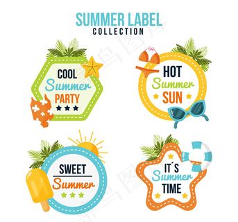彩色夏季假期标签